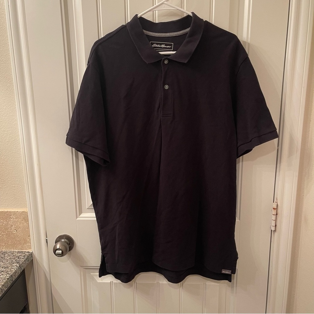 Eddie Bauer Men's XL Black Short Sleeve Polo Shirt 100% Cotton
